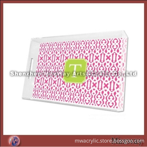 Manufacture Hotselling Rectagular Plastic Acrylic Fast Food/Bar Tray With Handle